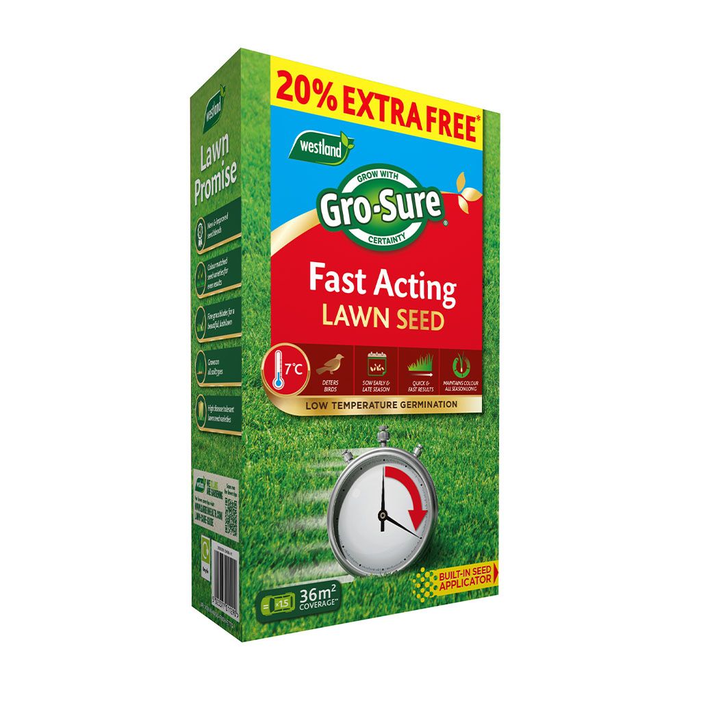Gro-Sure fast acting lawn seed 30sqm + 20% extra Free