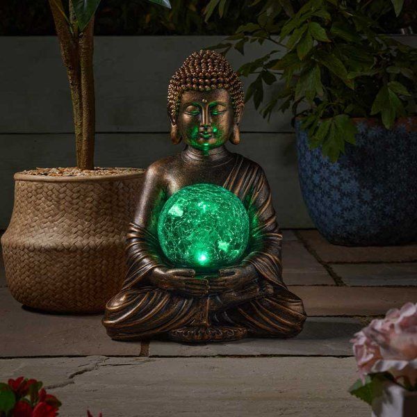 Solar  Garden Ornament - Gazing Buddha