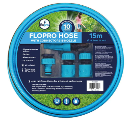 Flopro Basic Hose 15m with connectors & Nozzle