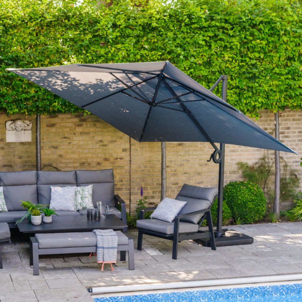 Deluxe 3m Square Cantilever Parasol - Anthracite