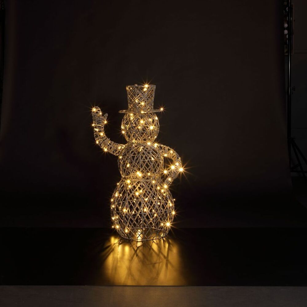 Grey Rattan - Dickensian Snowman - 1m - 120 Leds