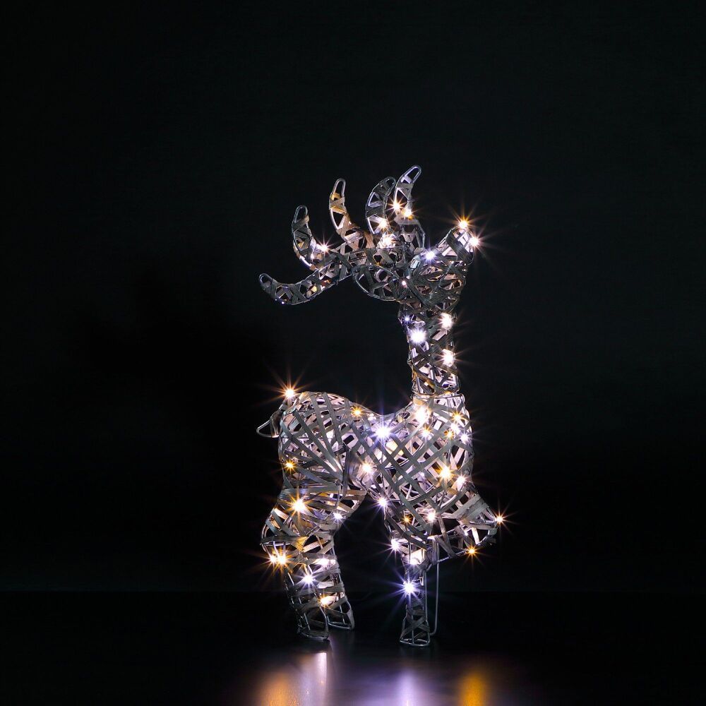 Grey Rattan - Tatton Standing Stag - 66cm - 80 Leds