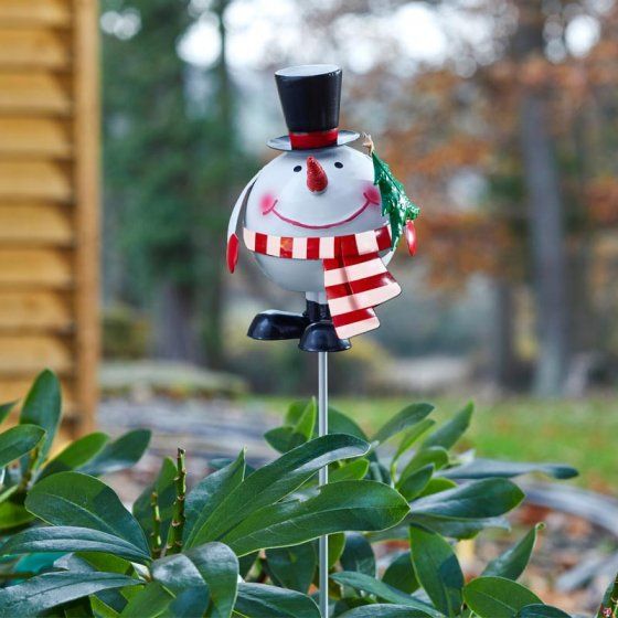 Xmas Garden Stake - Wobbly Snowman