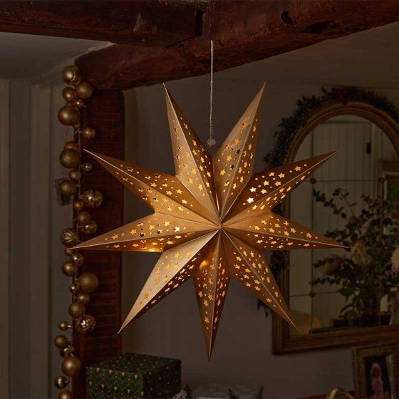 Christmas Paper LED Star - Gold