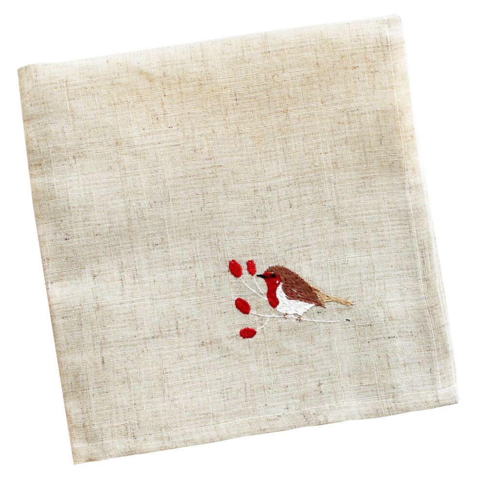 Napkins - Winter Robins - Beige