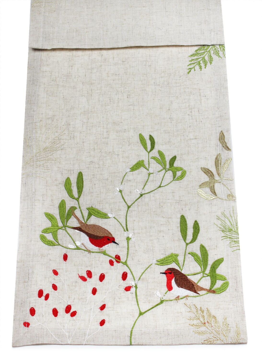 Table Runner - Winter Robins - Beige