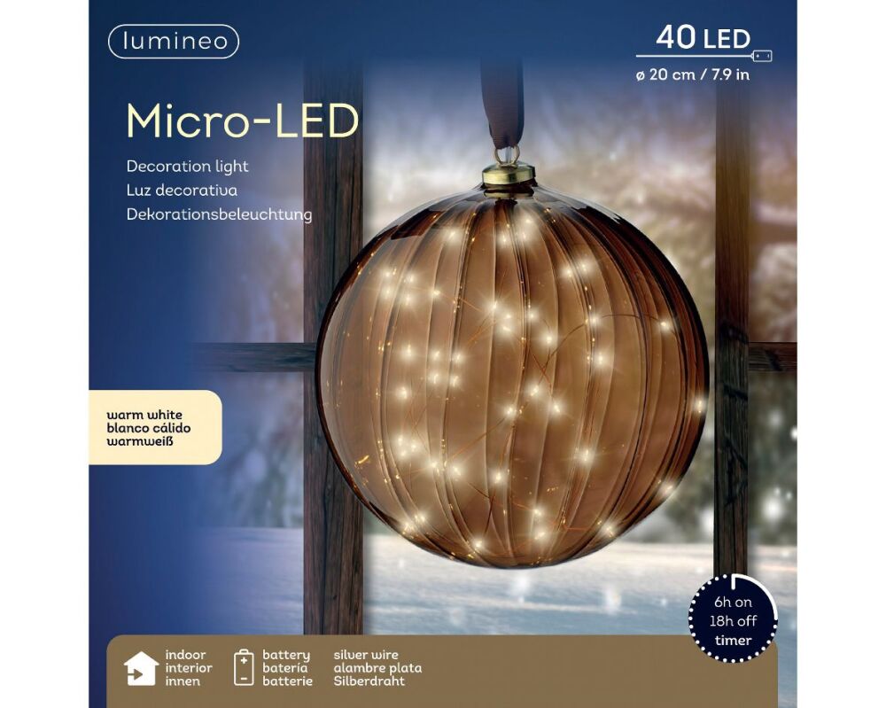 In-Lit Hanging Glass Decor - Ball - Brown