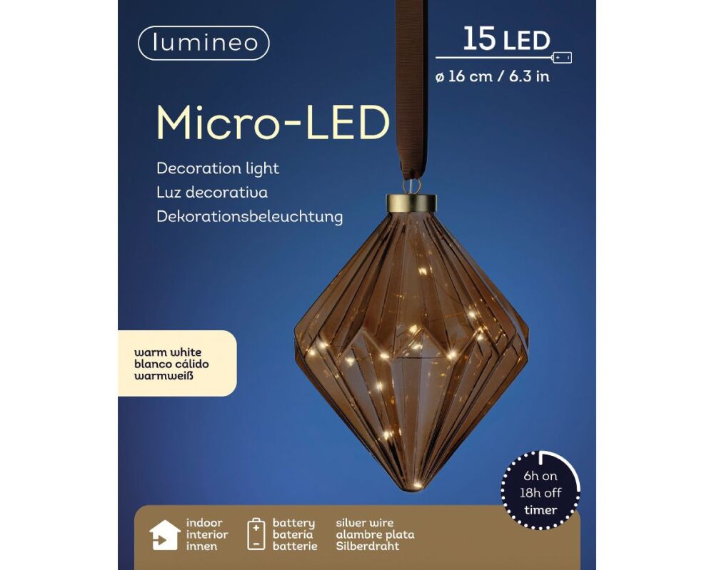 In-Lit Hanging Glass Decor - Diamond - Brown