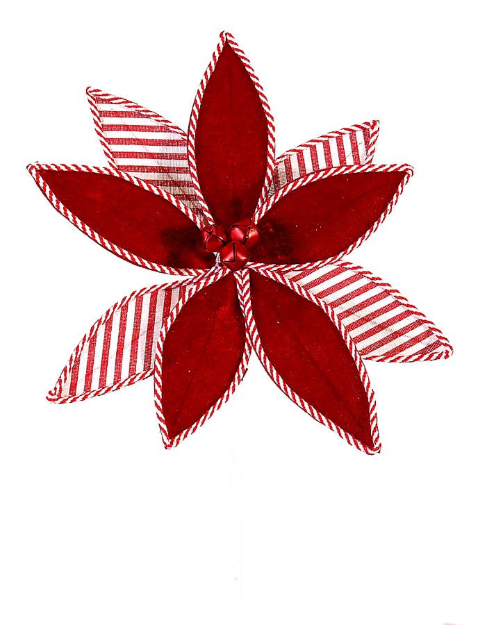 Christmas Branch red flower & white stripes