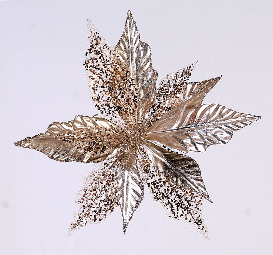 Poinsettie - Champagne Gold Clip Flower - dia 30cm