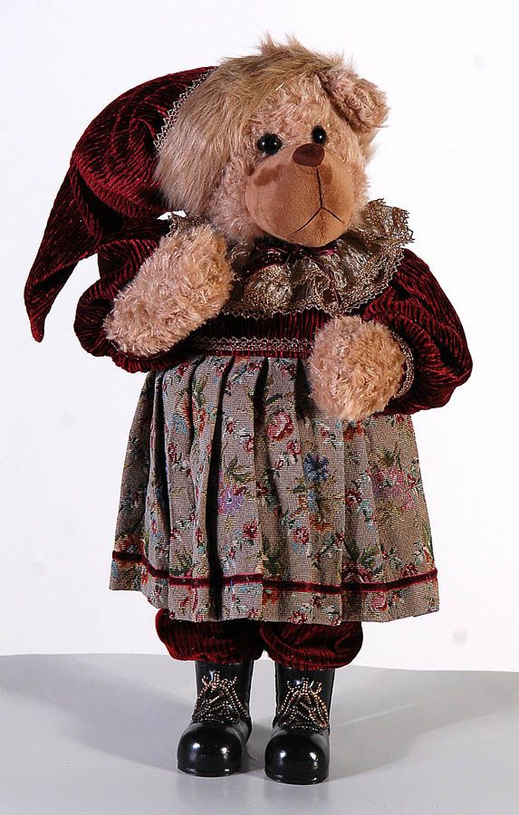 Christmas Firgure Mrs. Santa bear - Burgundy