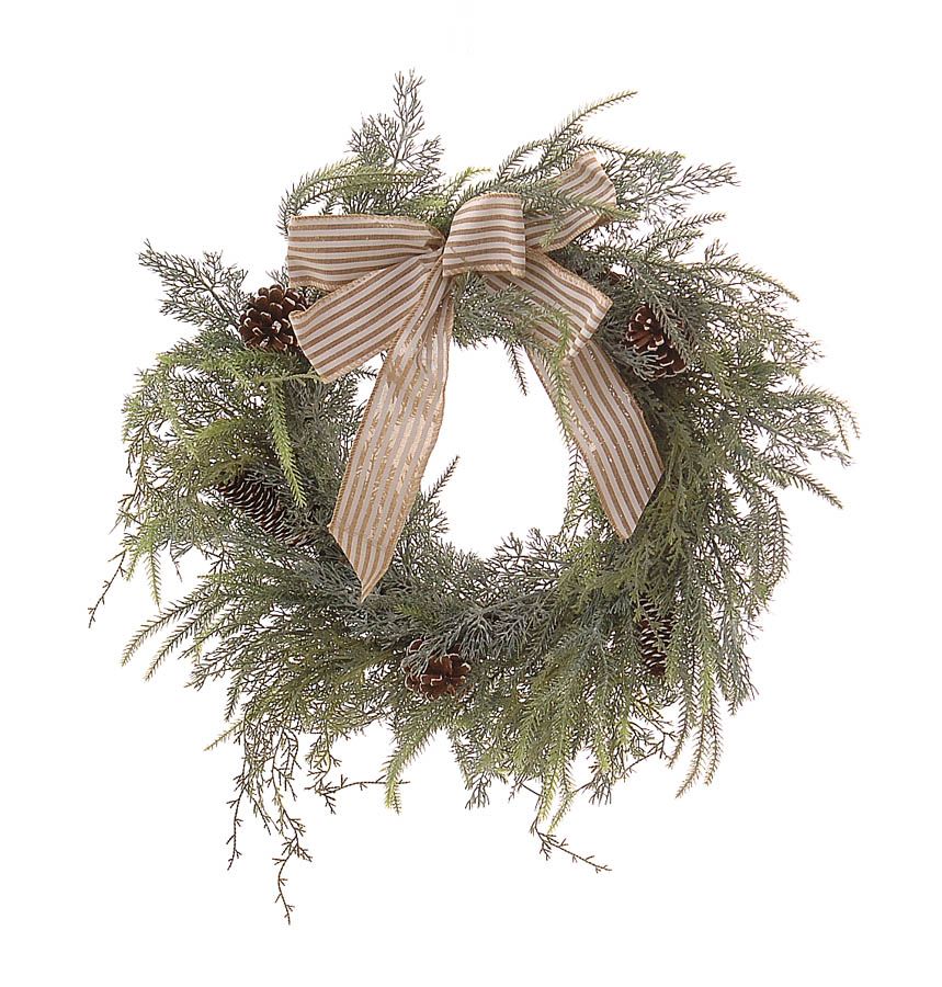 Christmas  wreath with bow & pinecones - dia 60cm