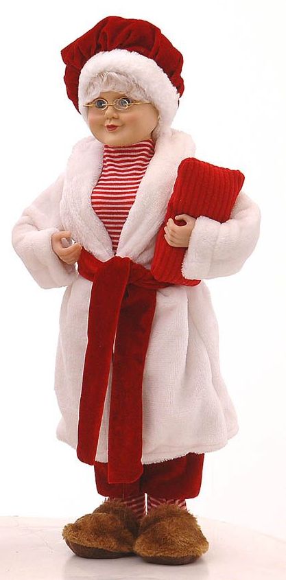 Christmas Figure - Mrs Clause in Red/white Pyjama