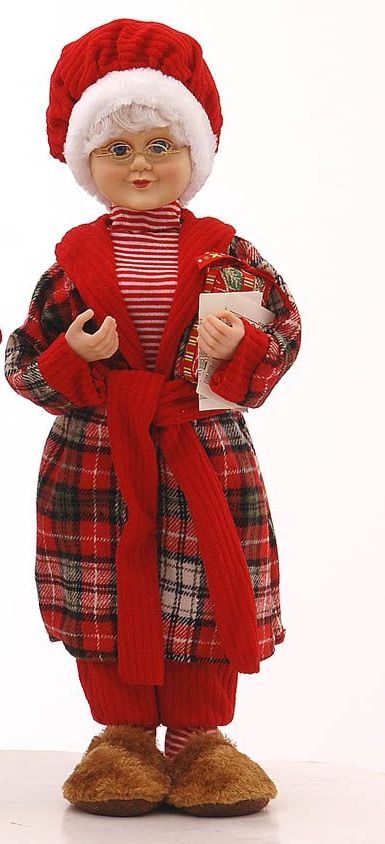 Christmas Figure - Mrs Clause in Red/green Pyjama