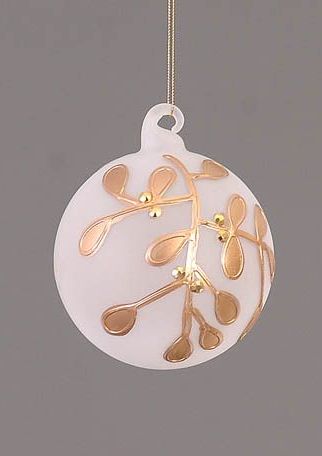 Christmas Bauble - Gold Leaves - 10cm- Glass