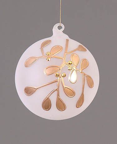 Christmas Bauble - Gold Leaves - 12cm- Glass