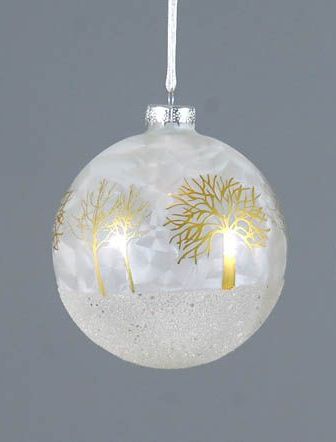 Christmas Bauble - Gold Tree Design - 10cm- Glass