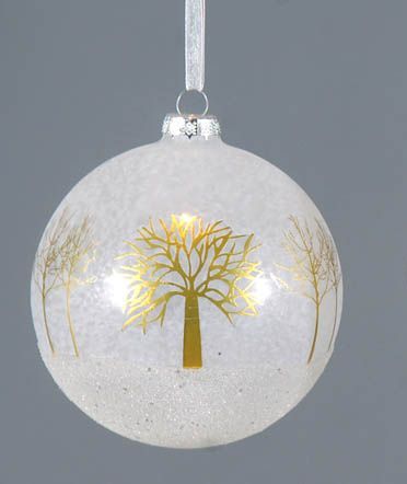 Christmas Bauble - Gold Tree design - 12cm- Glass