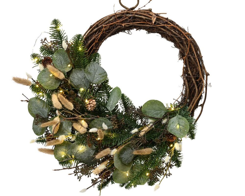 Wreath Tail Grass with Leds 40cm