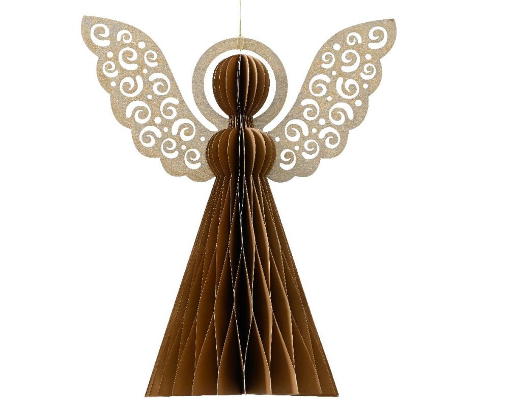 Angel Paper Ornament - Dia 16cm - Brown