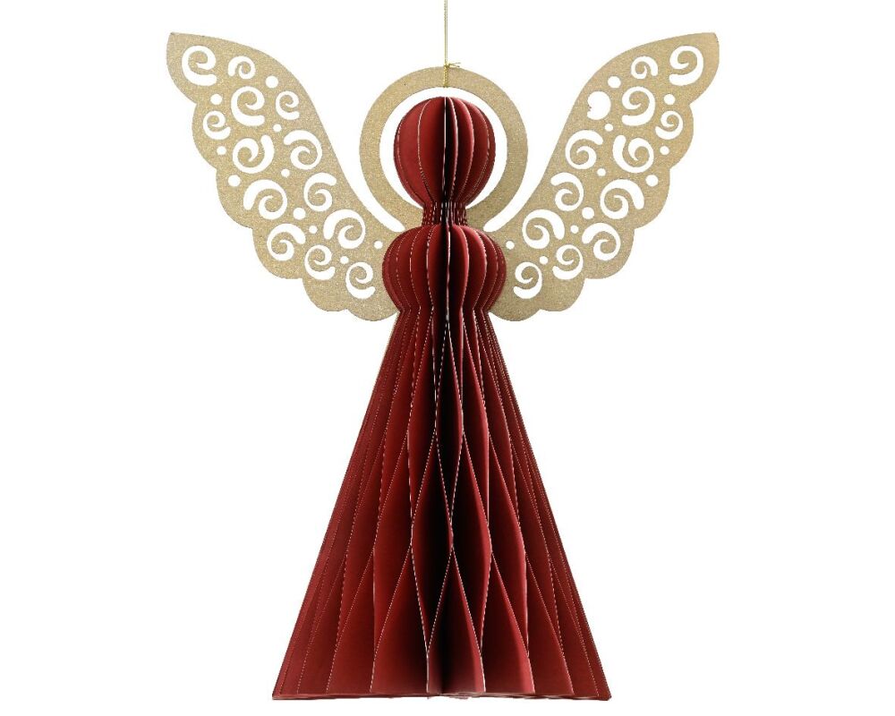 Angel Paper Ornament - Dia 16cm - Red