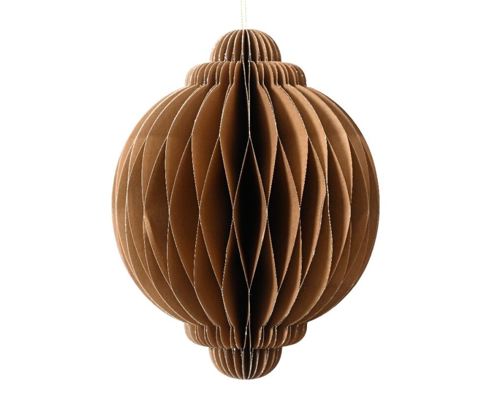 Onion Shape Paper Ornament - Dia 15cm - Brown