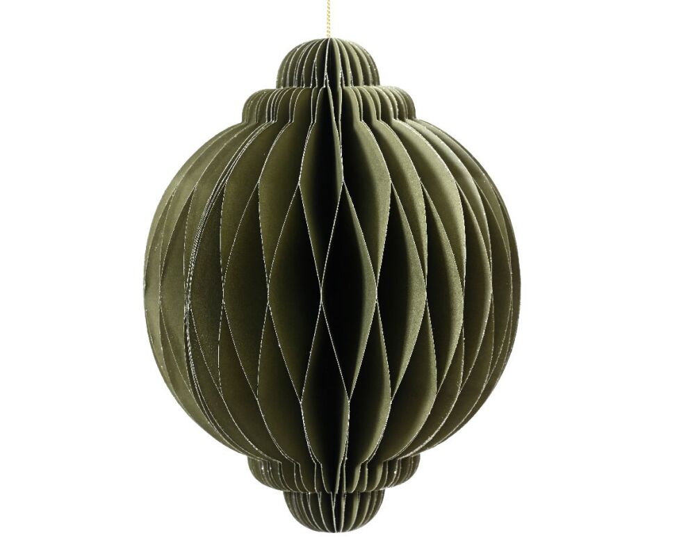 Onion Shape Paper Ornament - Dia 15cm - Green