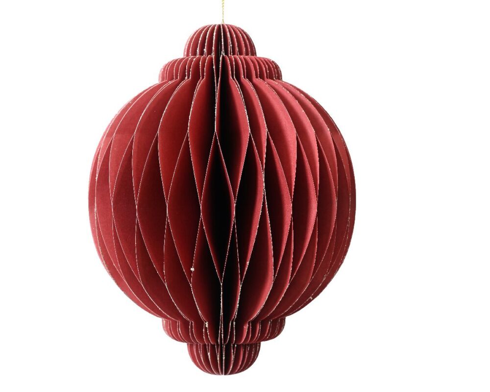 Onion Shape Paper Ornament - Dia 15cm - Red