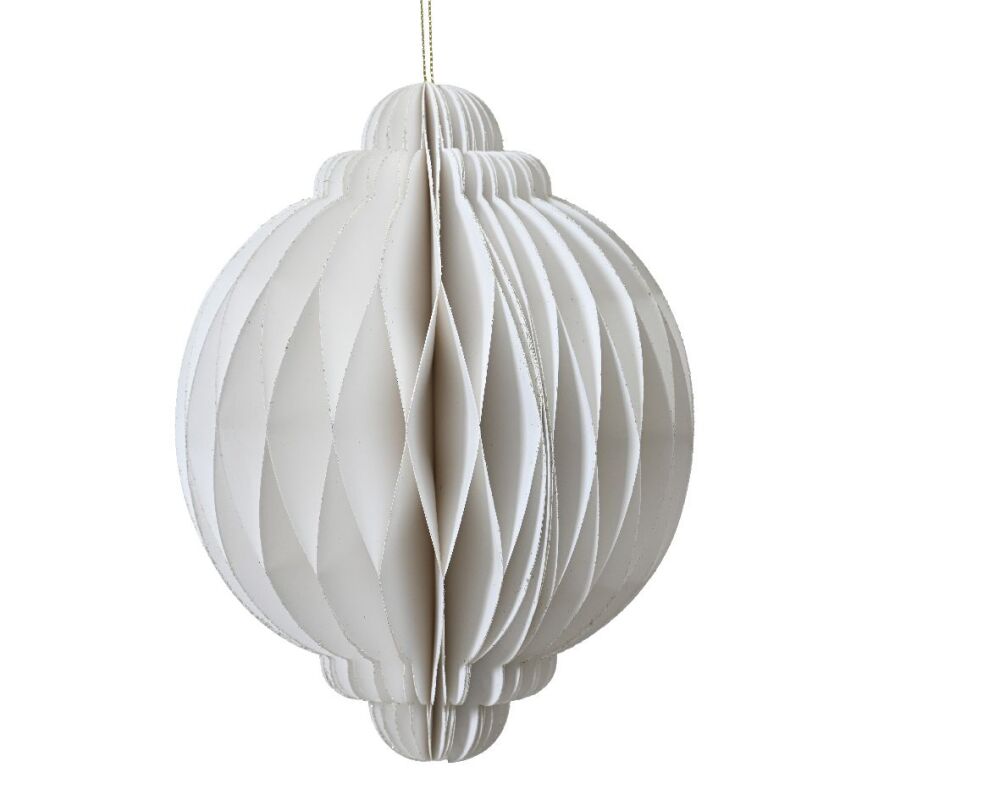 Onion Shape Paper Ornament - Dia 15cm - White