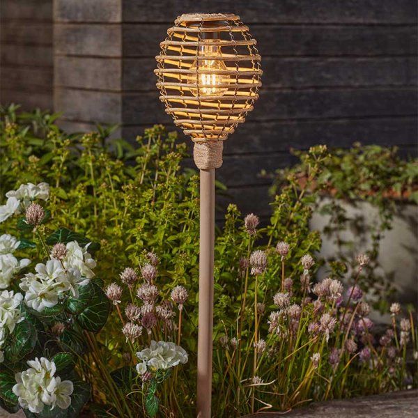 Solar Stake Light - Lumina Faux Rattan - Natural