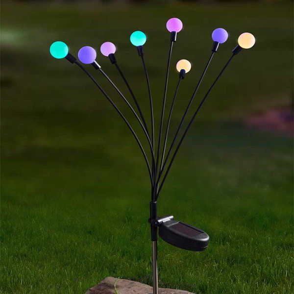 Solar Stake Light - 8-Stem GloGlobes - Multi Coloured