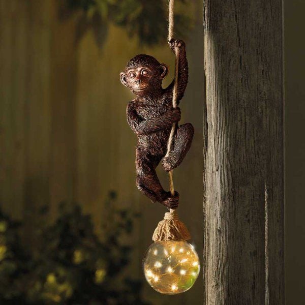 Solar  Garden Ornament - Monkey Rope