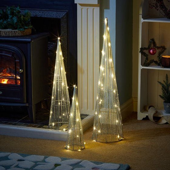 Christmas Obelisks - Sparkly TreeBelisks - Set of 3 Silver