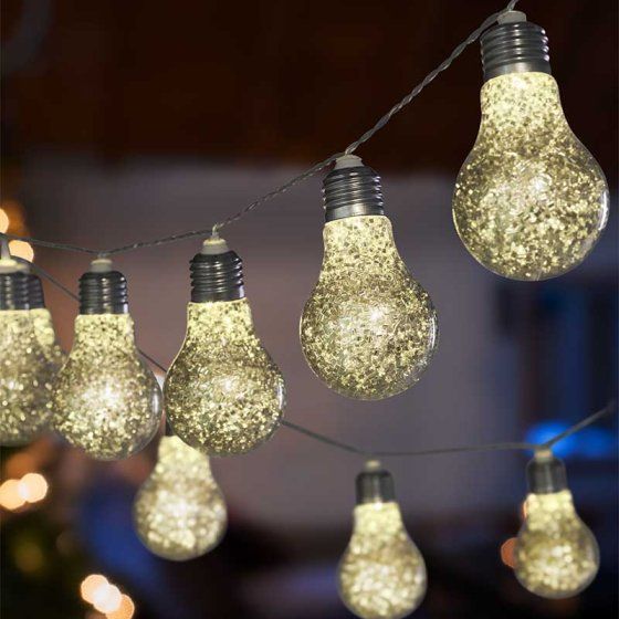 Christmas String Lights - GlitterBulb - Silver - Set of 10