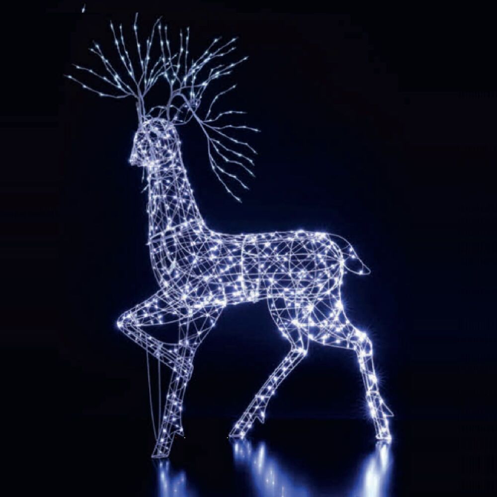 Christmas  Outdoor Figures- Highland Stag - 2m - 810 Flexi Wire Leds - White