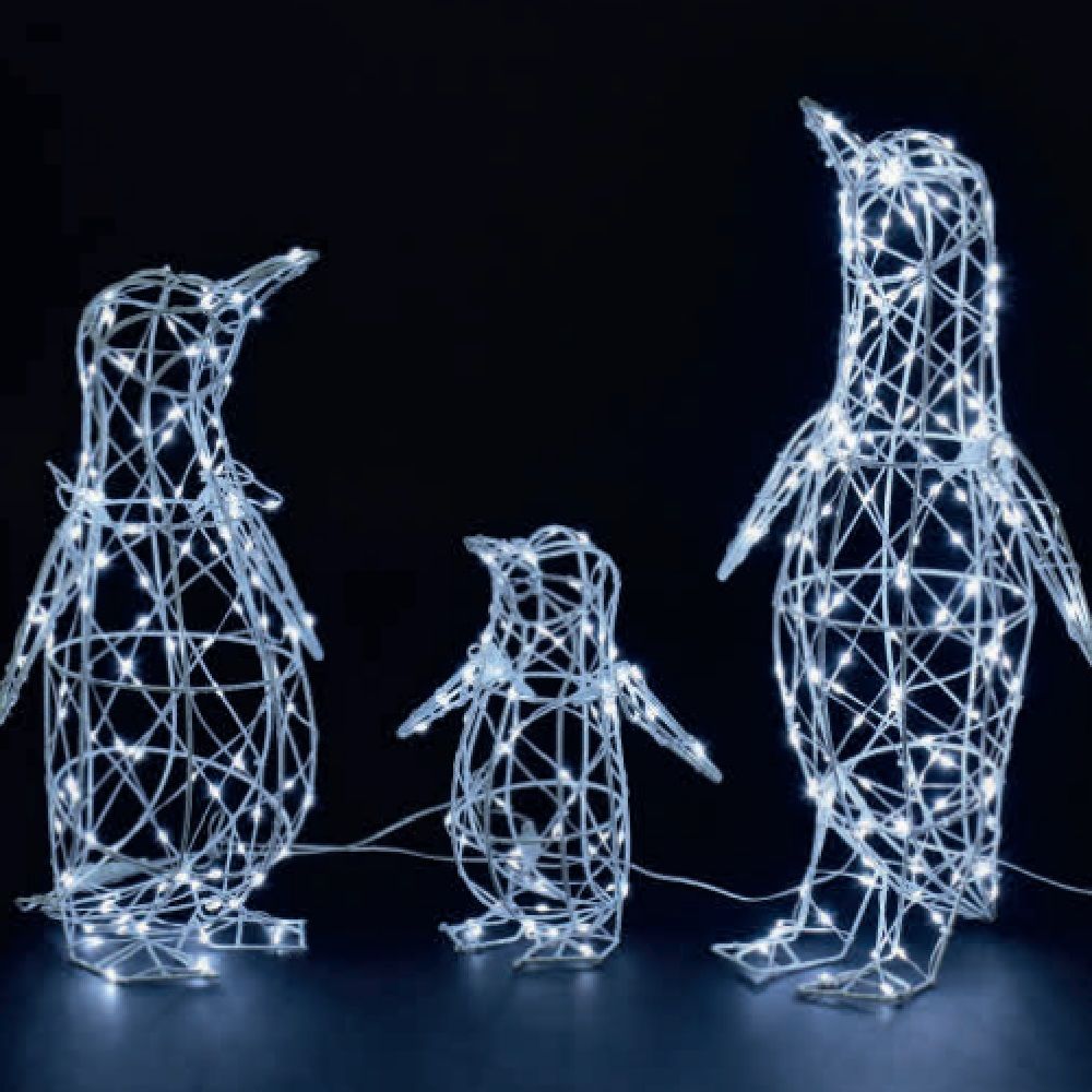 Christmas  Outdoor Figures - Penguin Family - 60cm -Flexi Wire 330 Leds - White