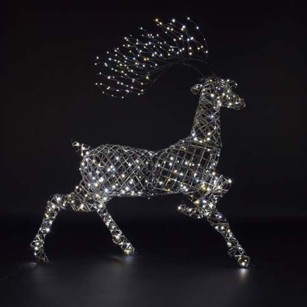 Christmas  Outdoor Figures -Grey Rattan - Woburn Stag - 1,4m - 378 Leds