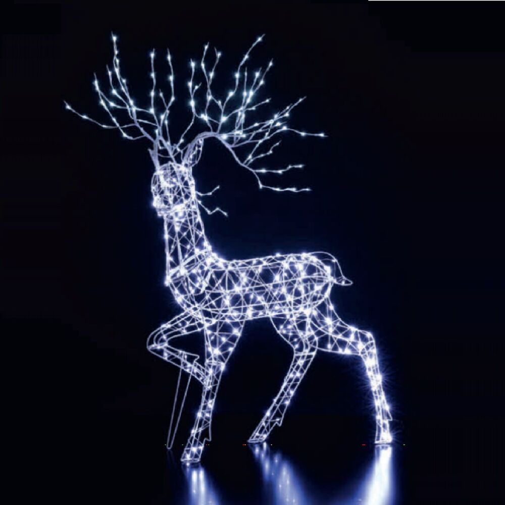 Christmas  Outdoor Figures  - Richmond Stag  - 1.4m - 488 Flexi Wire Leds - White