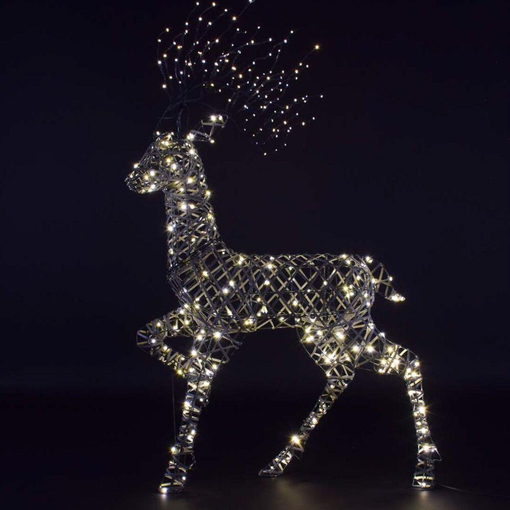 Christmas  Outdoor Figures  - Richmond Stag  - 1.4m - Grey Rattan