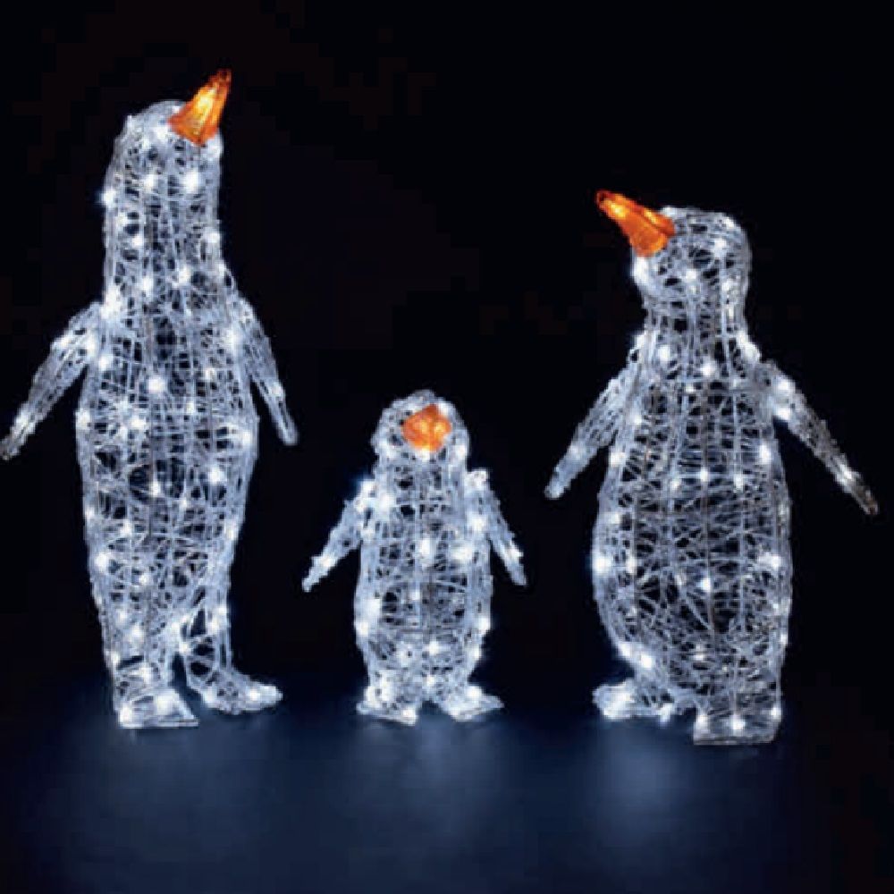 Christmas  Outdoor Figures - Acrylic Set of 3 Penguins