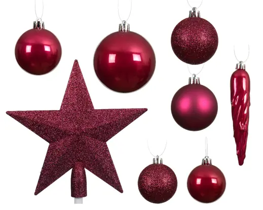 Christmas Baubles - Festive Pink - Box of 33