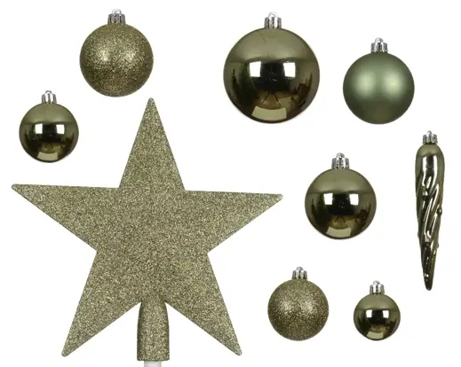 Christmas Baubles - Rosemary Green - Box of 33