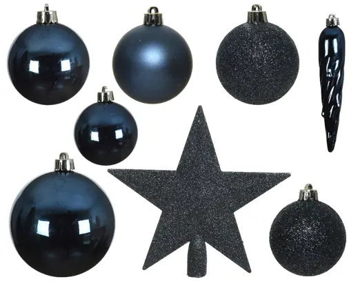 Christmas Baubles - Night Blue - Box of 33