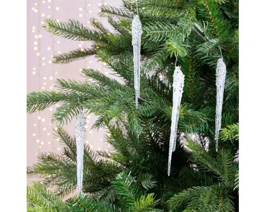 Christmas Decoration - Glitter Icicle - Pack of 4