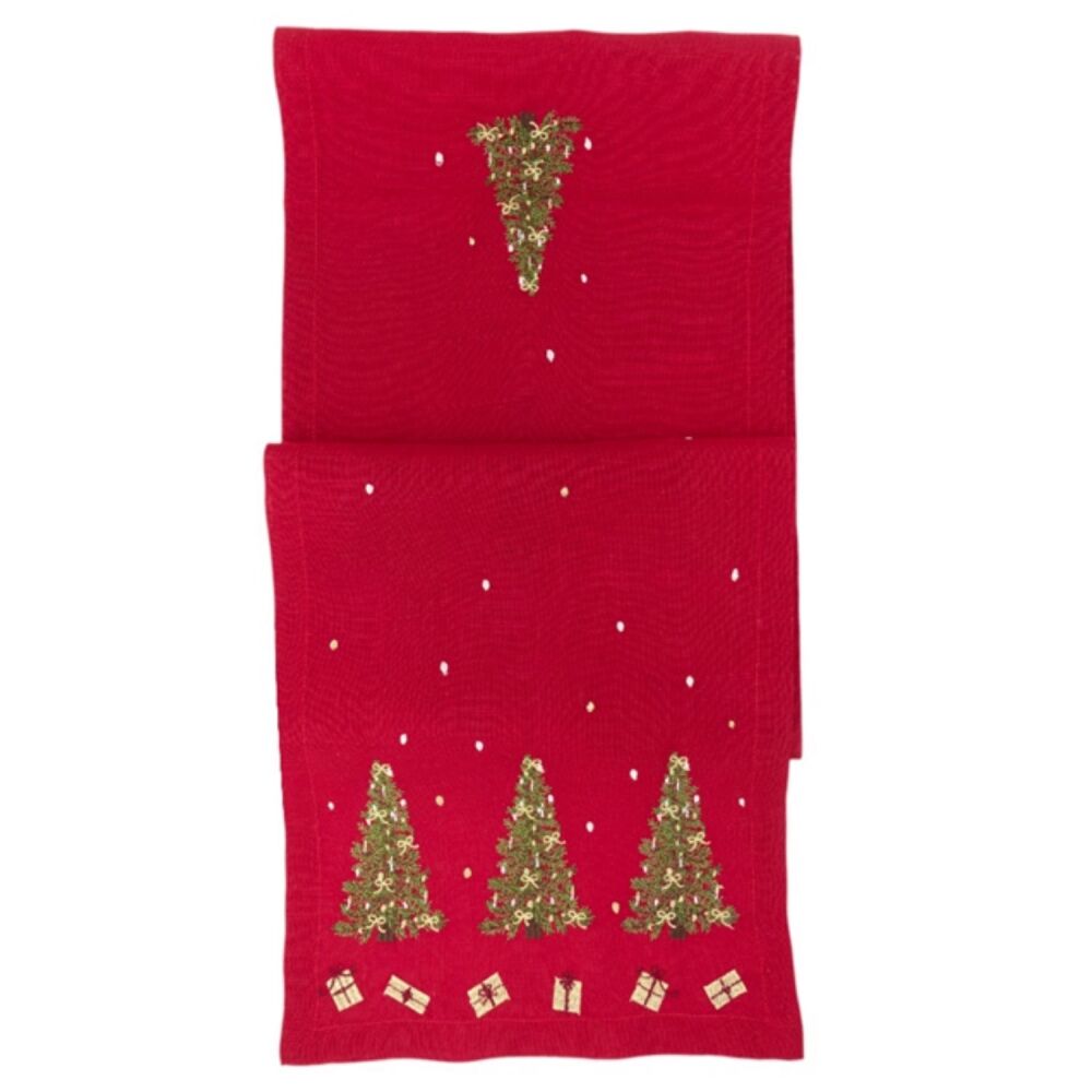 Christmas Table Runner  - Little Tree - Red
