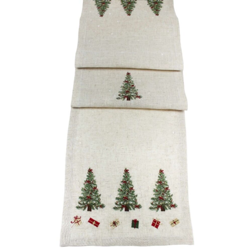 Christmas Table Runner - Little Tree - Beige
