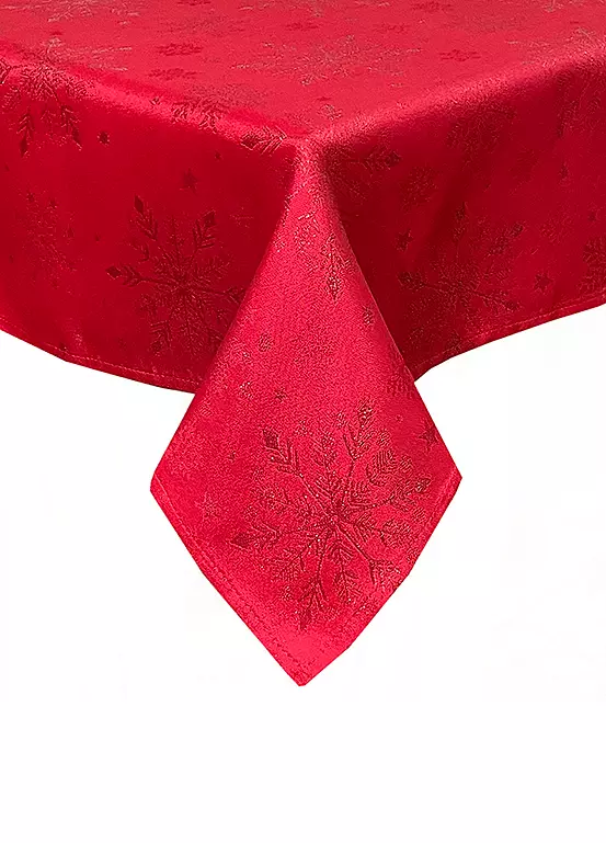 Christmas Table Cloth - Snowfall - Red