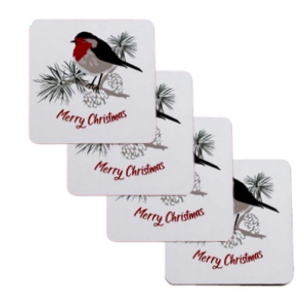 Christmas Hard Coaster - Winter Hedgerow - Pack of 4
