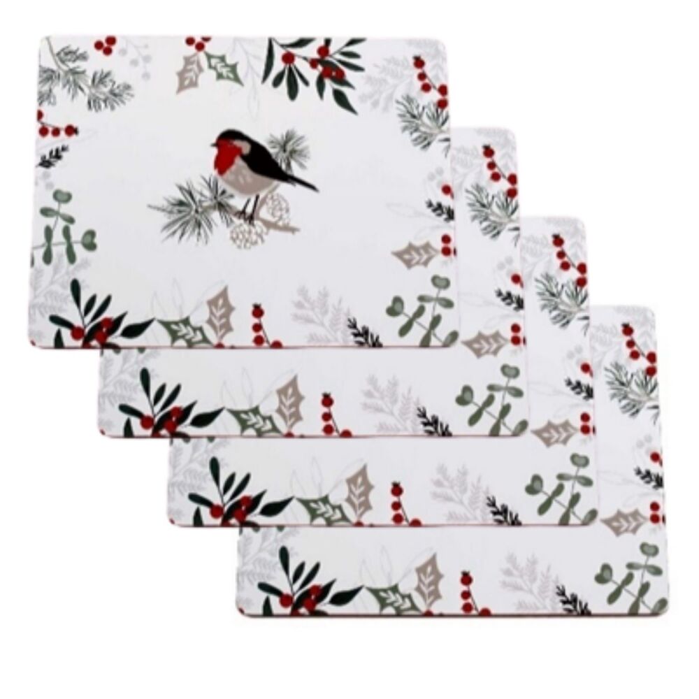 Christmas Hard Placemat - Winter Hedgerow - Pack of 4