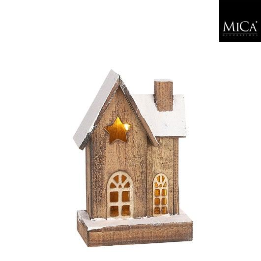 Festive Wooden House Brown LED - Small